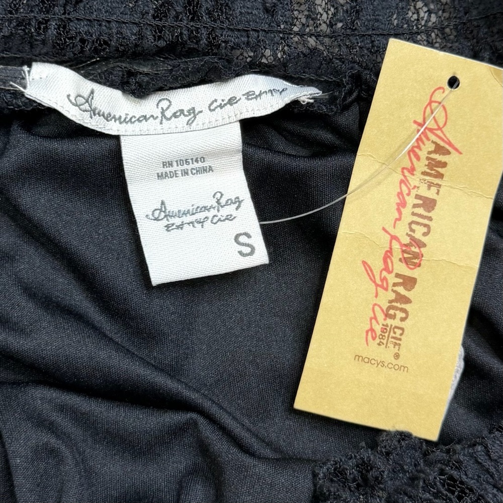 NWT American Rag Black Lace Overlay Off the Shoulder Long Sleeve Blouse - Small - Picture 8 of 15